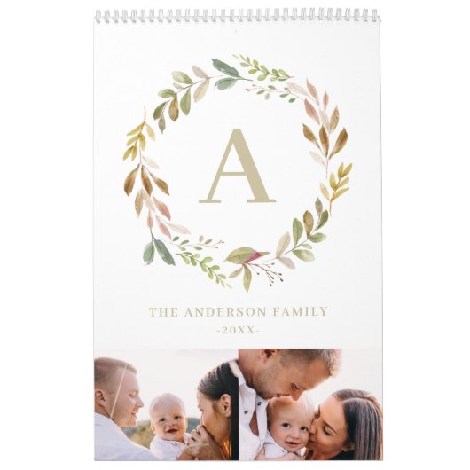 ホームは私たちの幸せな場所の水の色の葉写真 カレンダー (カバー)