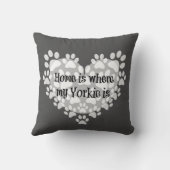 ホームは私のヨークシャーテリアは引用文 クッション (裏面)