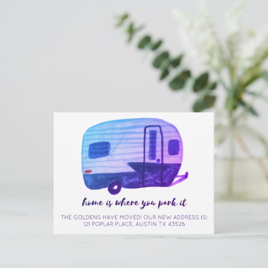 ホームは、あなたが駐車する場所である新しいアドレスCAMPER RV ポストカード (スタンド正面)