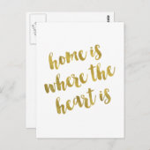 ホームは、ここでハートは引用文金フェイク箔 ポストカード (正面/裏面)