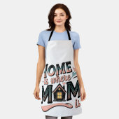 ホームは、ここでママは、かわいい母の日のプレゼント エプロン (着用した状態)
