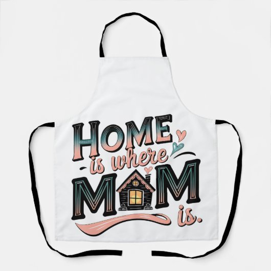 ホームは、ここでママは、かわいい母の日のプレゼント エプロン (正面)