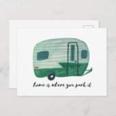 ホームは、ここで水の色のキャンペートレーラーを駐車する ポストカード (正面/裏面)