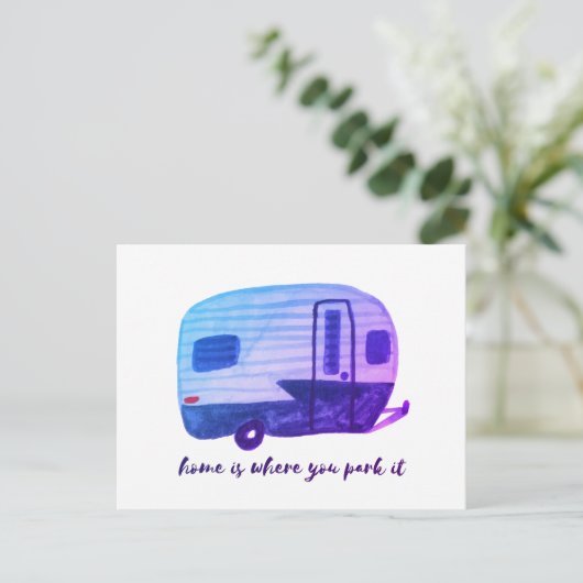 ホームは、ここで水の色のキャンペートレーラーを駐車する ポストカード (スタンド正面)