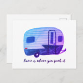 ホームは、ここで水の色のキャンペートレーラーを駐車する ポストカード (正面/裏面)