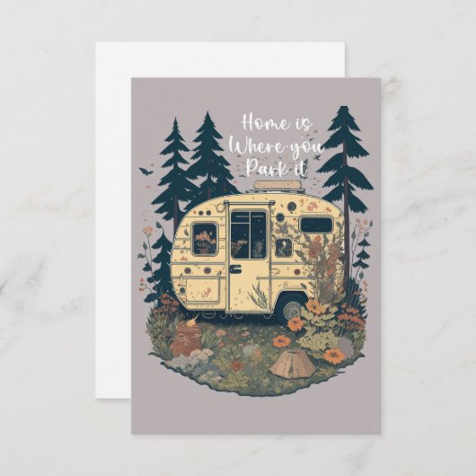ホームは、ここで駐車Itヴィンテージキャンペートレーラ サンキューカード (正面/裏面)
