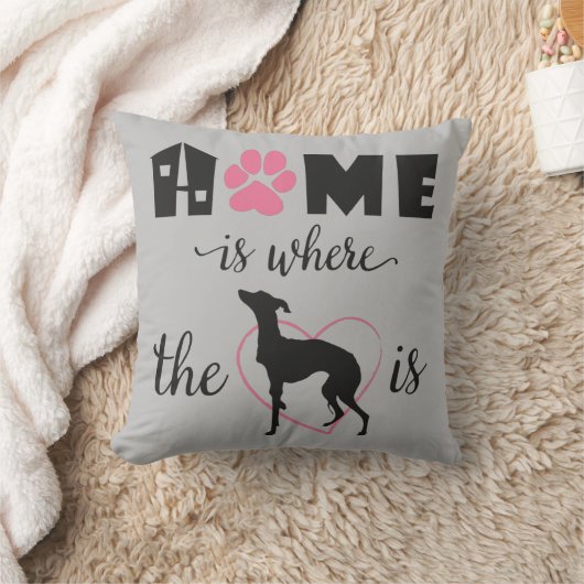 ホームは、ここでiggy犬は引用文ブラック文字の両面 クッション (ブランケット)