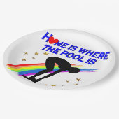 ホームは、この泳ぐ人のプールがある場所 ペーパープレート (アングル)