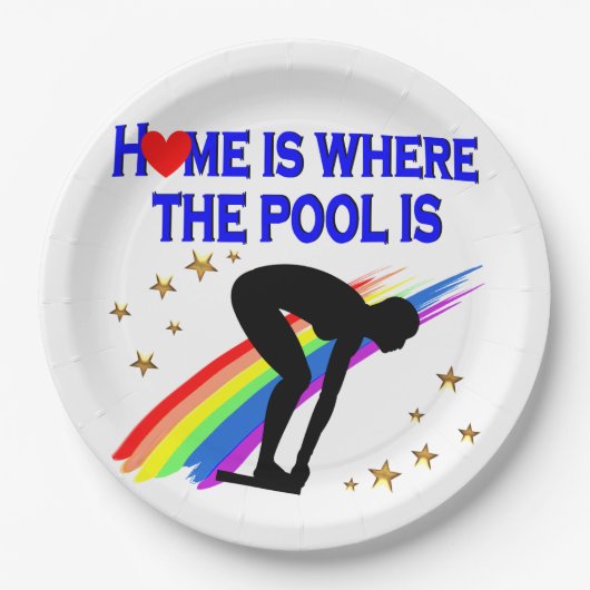 ホームは、この泳ぐ人のプールがある場所 ペーパープレート (正面)