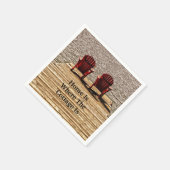 ホームは、コテージが赤いAdirondack椅子 スタンダードカクテルナプキン (角)