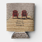 ホームは、コテージが赤いAdirondack椅子 缶クーラー (正面)