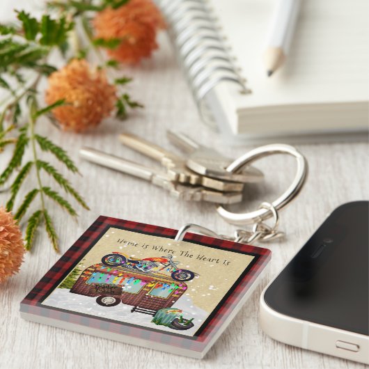 ホームは、ハートがトレーラおもしろいーのゴミのキャンパーである キーホルダー (正面右)