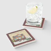 ホームは、ハートがトレーラーゴミのキャンパーカスタムの場所 ストーンコースター (横)