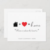 ホームは、ハートはエステート実在のマーケティング ポストカード (正面/裏面)