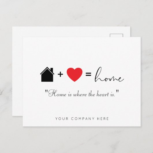 ホームは、ハートはエステート実在のマーケティング ポストカード (正面/裏面)