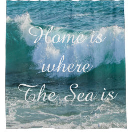 ホームは、海がある場合は、引用文素晴らし波 シャワーカーテン