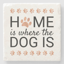 ホームは、犬がバラゴールドフォイルの足跡である ストーンコースター