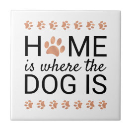 ホームは、犬がバラゴールドフォイルの足跡である タイル