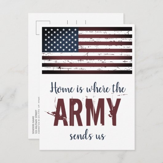 ホームは、軍が我々の軍隊移動を送信する 案内ポストカード (正面/裏面)