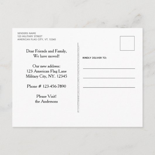 ホームは、軍が我々の軍隊移動を送信する 案内ポストカード (裏面)