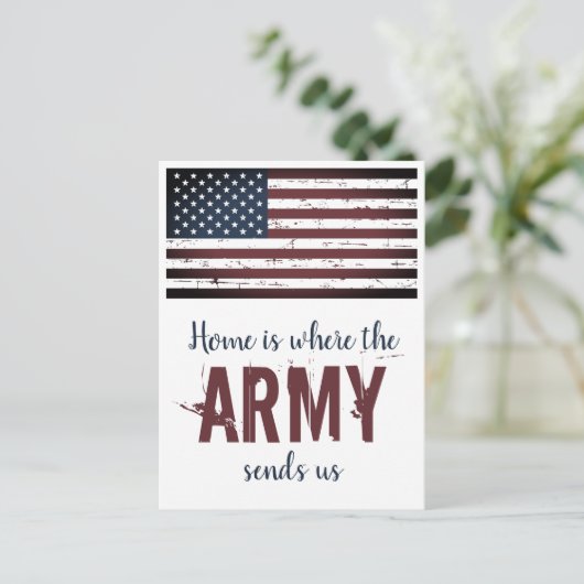 ホームは、軍が我々の軍隊移動を送信する 案内ポストカード (スタンド正面)