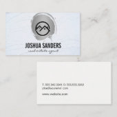 ホームアイコン/シルバーブラシ仕上げ/テクスチャ付き壁 名刺 (正面/裏面)