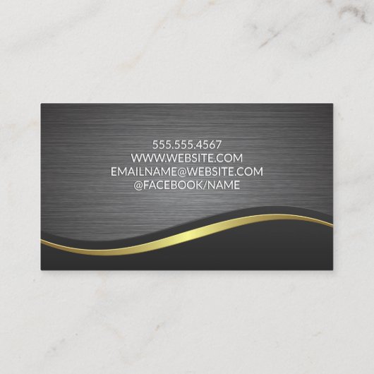 ホームアイコン | メタリックブラシ付き波の背景 名刺 (裏面)