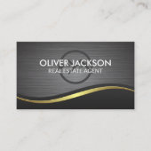 ホームアイコン | メタリックブラシ付き波の背景 名刺 (正面)