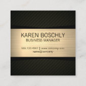 ホームアイコン |メタリック金ゴールド |黒パターン(の模様が)ある色 スクエア名刺 (裏面)