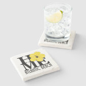 ホームアトランティックビーチイエローハイビスカス ストーンコースター (横)