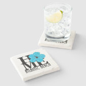 ホームアトランティックビーチブルーハイビスカス ストーンコースター (横)