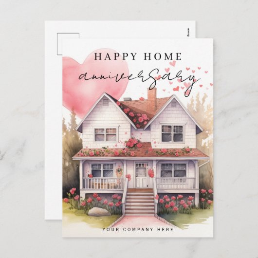 ホームアニバーサリーハートウォーターカラーハウスリアルティ シーズンポストカード (正面/裏面)