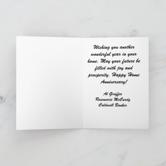 ホームアニバーサリー実在エステートエージェントのグリーティングカード カード (内部)
