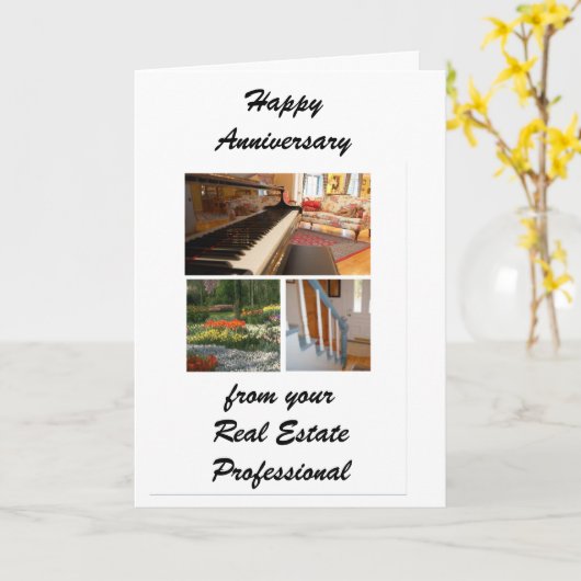 ホームアニバーサリー実在エステートエージェントのグリーティングカード カード (黄色い花)