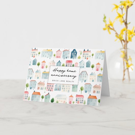 ホームアニバーサリー実在エステートキュートハウスパターン カード (黄色い花)