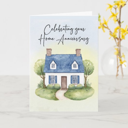 ホームアニバーサリーfrom不動産仲介業者ウォーターカラーハウス カード (黄色い花)
