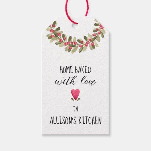 ホームアブ焼いたルウォーター色のホリデーグリーナリー ギフトタグ (正面)