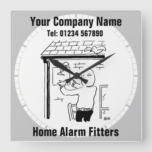 ホームアラームフィッター漫画 スクエア壁時計 (正面)