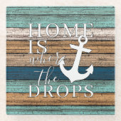 ホームアートはいかりがワードアートをドロップ ガラスコースター (正面)