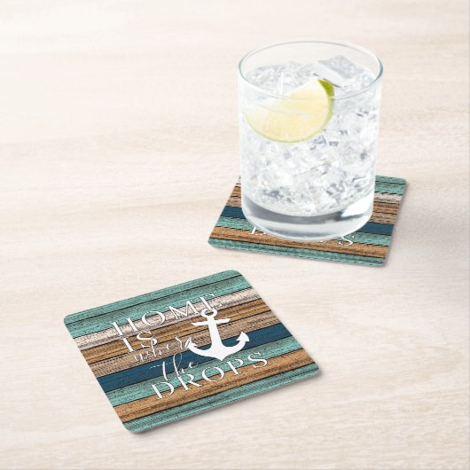 ホームアートはいかりがワードアートをドロップ スクエアペーパーコースター (インサイチュ)