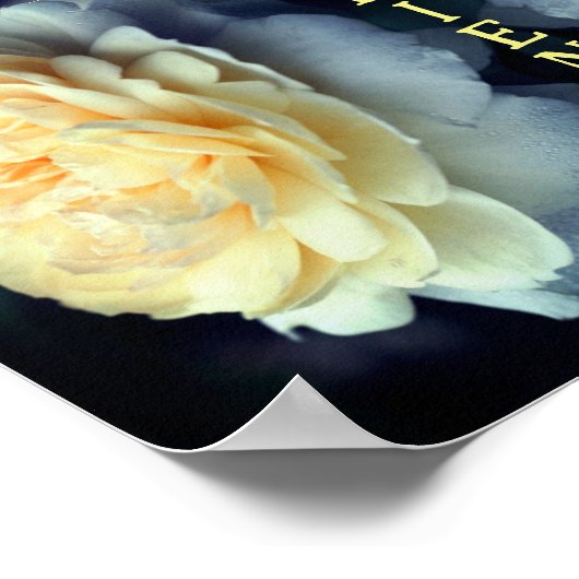 ホームイエローローズ抽象芸術感動的語 ポスター (角)