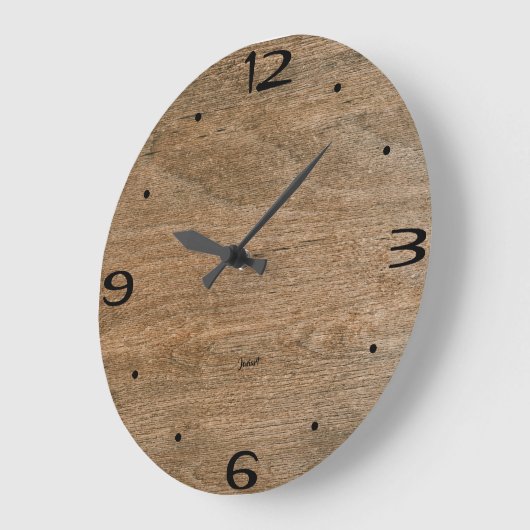 ホームウォールルームオークウッドグレインキャビン素朴カット ラージ壁時計 (傾斜)