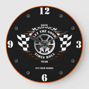 ホームウォール時計スポーツカーレーシングピットクルー ラージ壁時計