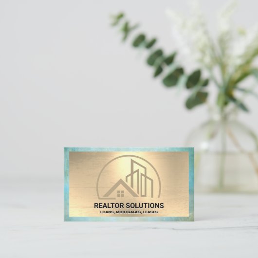 ホームエテ実在ス |金ゴールドテクスチャ 名刺 (スタンド正面)