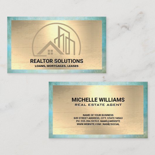 ホームエテ実在ス |金ゴールドテクスチャ 名刺 (正面/裏面)