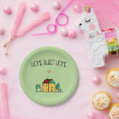 ホームエレガントスイートホームタイポグラフィミントグリーン ペーパープレート (パーティー)