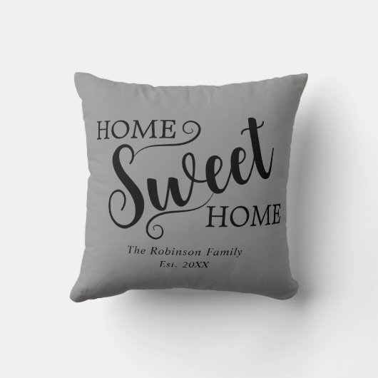ホームエレガントスウィートホーム引っ越し祝いパーティーグレイ クッション (裏面)