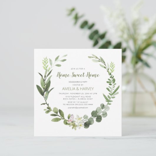 ホームエレガントスウィートホーム引っ越し祝いパーティーパーティー 招待状 (スタンド正面)