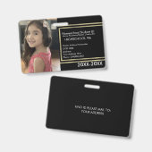 ホームエレガントスクールIDブラック金ゴールド バッジ (表裏)