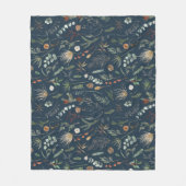 ホームエレガントデコ海軍ブルー植物体モダン フリースブランケット (正面)